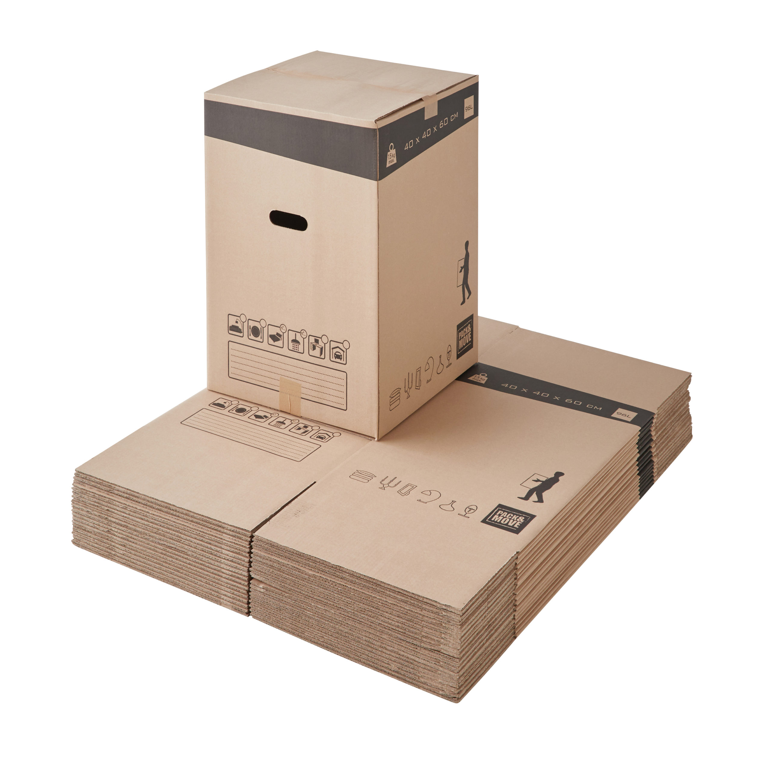 Carton déménagement, carton ondulé, 485x320x355mm, double fond