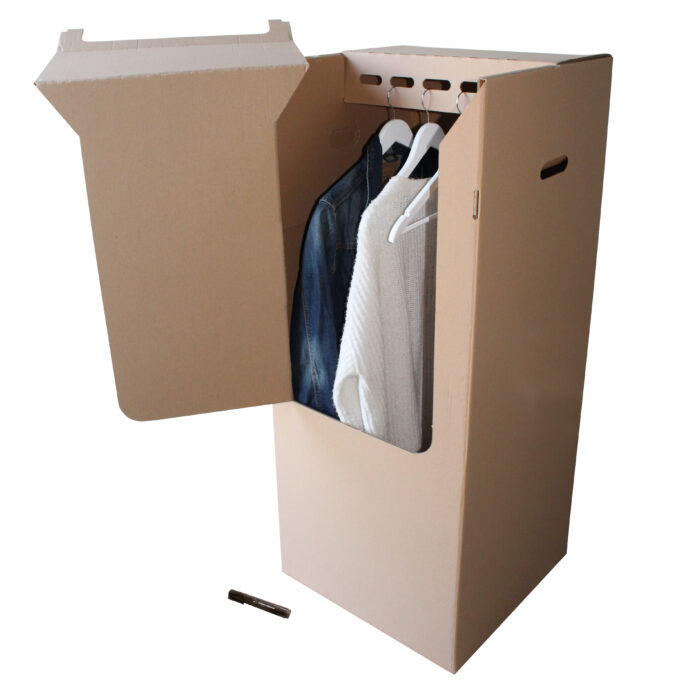 Grande penderie en carton robuste et pratique, idéale pour le transport et le stockage des vêtements